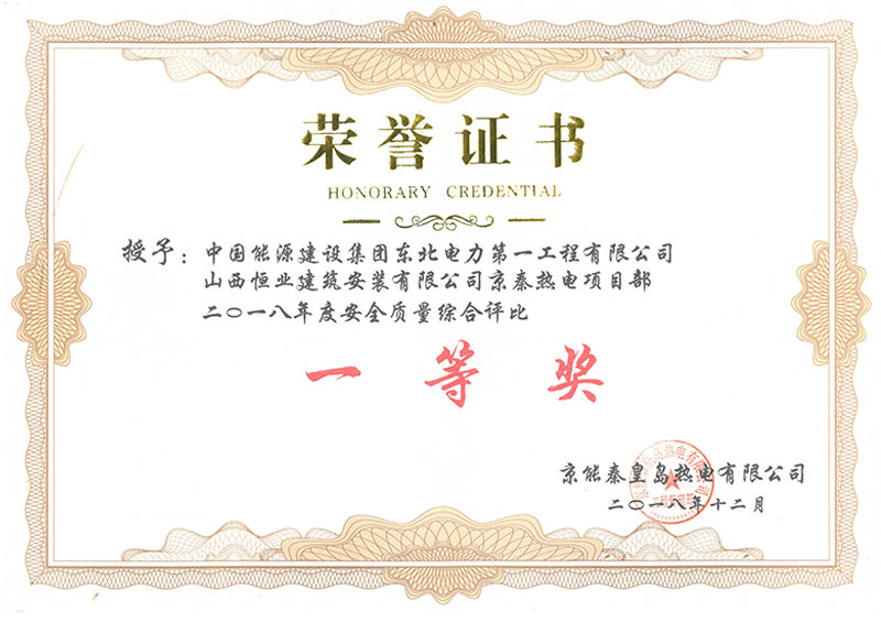 ******质量评比一等奖
